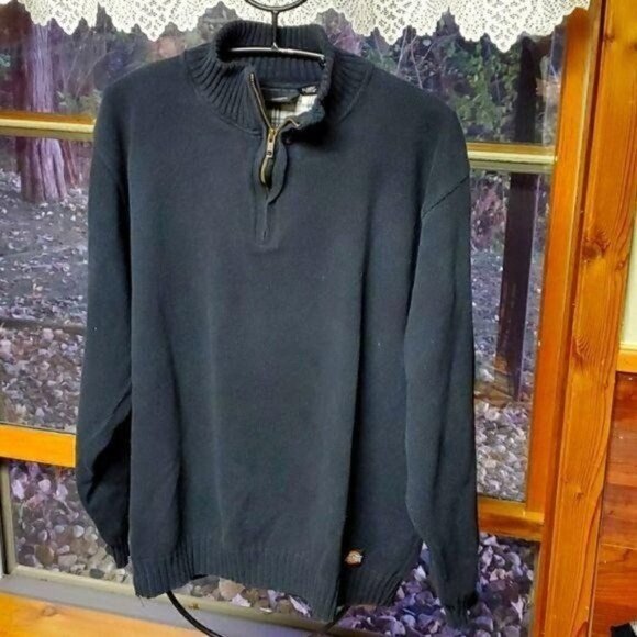 Dickies 1/4 Zip Logo Mock Neck Black Sz. XL Sweater - Picture 1 of 6